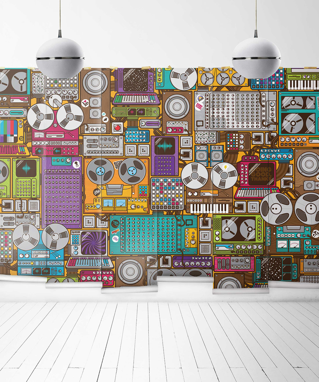 3D Graffiti Art Colourful Music Equipment Recorder Wall Mural Wallpaper ZY  D53 | Jessartdecoration