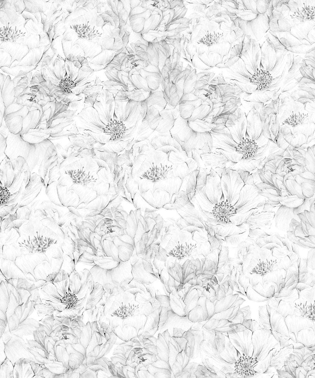Black and White Floral Wallpaper - Etsy