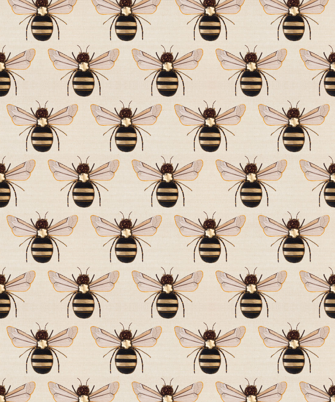 Golden Bee Embroidery Wallpaper • Handcrafted • Milton & King