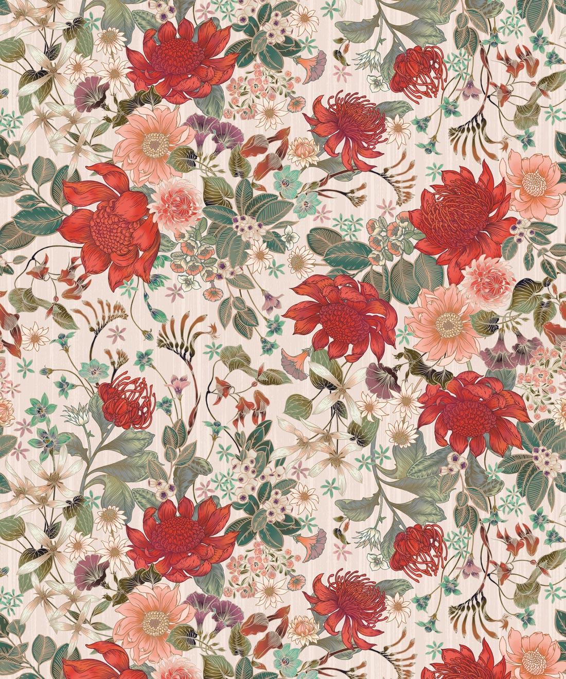 100% Cotton Fabric Red Rose on White Floral Print Craft Fabric