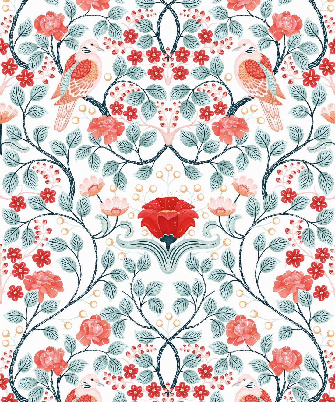 Euphemia 1 Wallpaper, floral bohemian style wallpaper • Milton & King