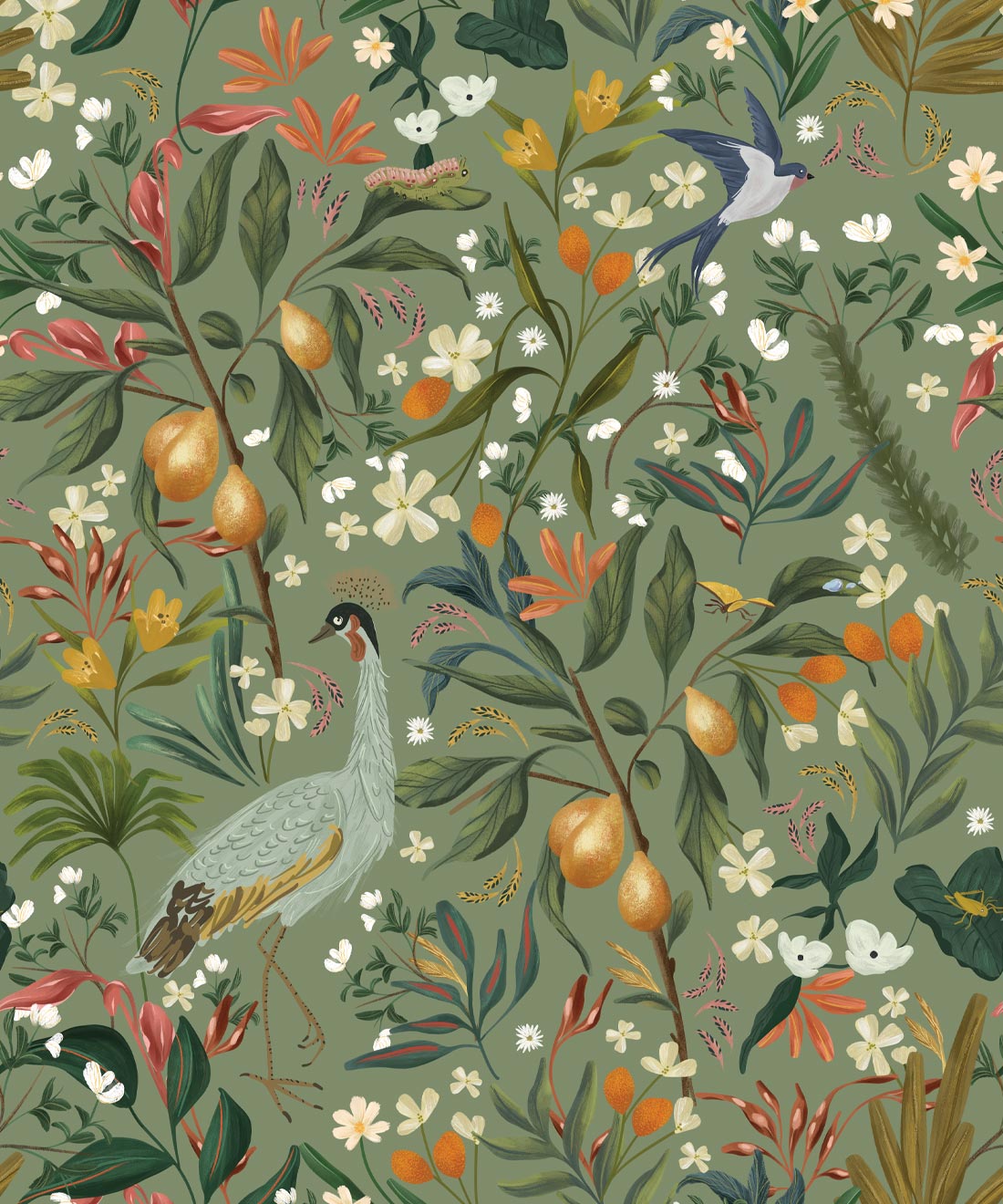 Tropical Birds Fabric, Wallpaper and Home Decor | Spoonflower